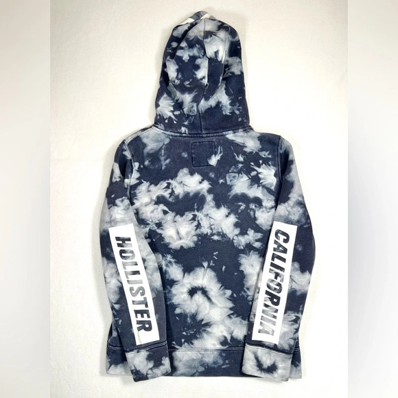 HOLLISTER Men’s Hoodie Sweatshirt Tie Dye Blue Spell Out Logo Sleeves Size‎ XS - Picture 7 of 10